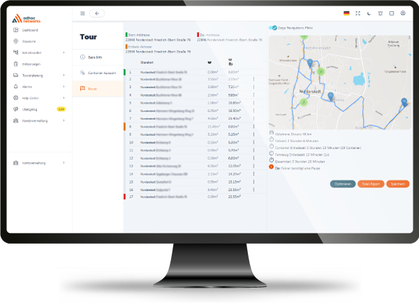 Automatische Tourenplanung in der adhoc.smartwaste Plattform
