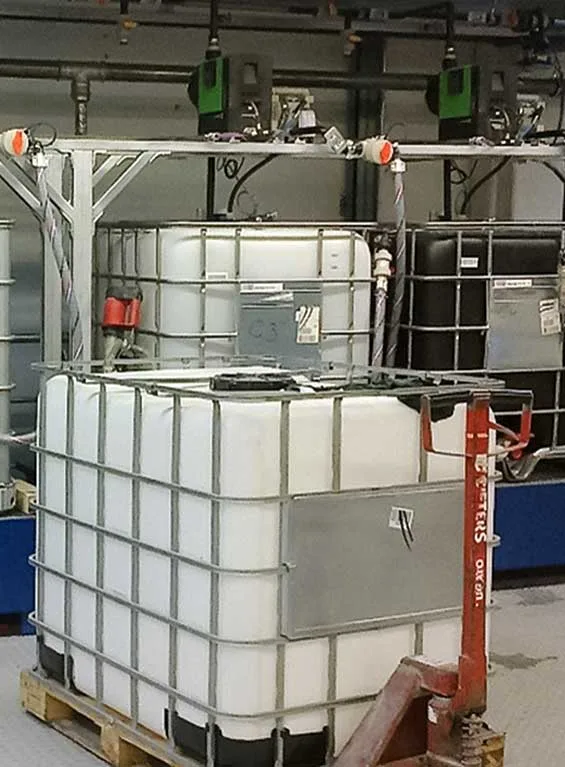 IBC container in a production hall